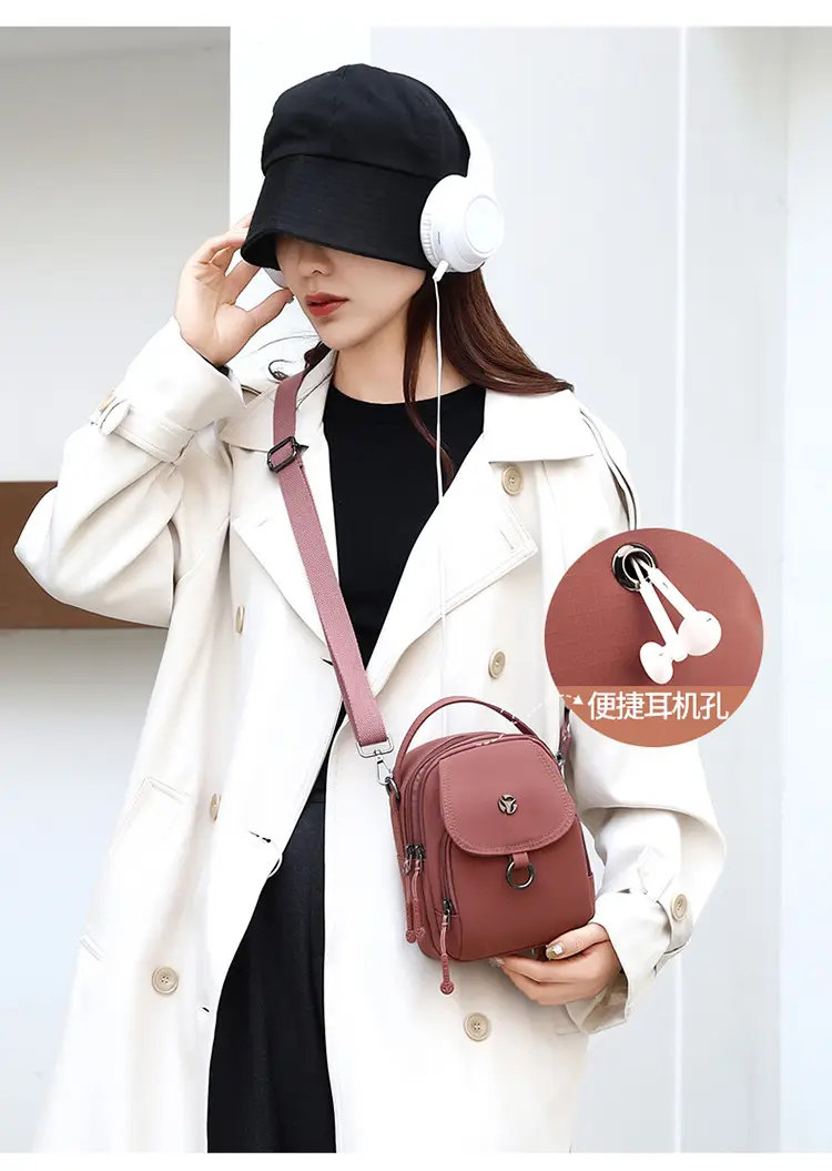 Women's Multi-Layer Shoulder Bag Brown Korean Style Mini — feature 4