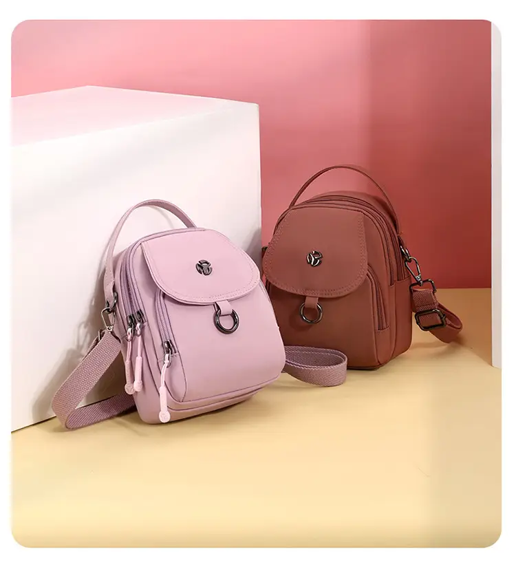 Women's Multi-Layer Shoulder Bag Brown Korean Style Mini — feature 5