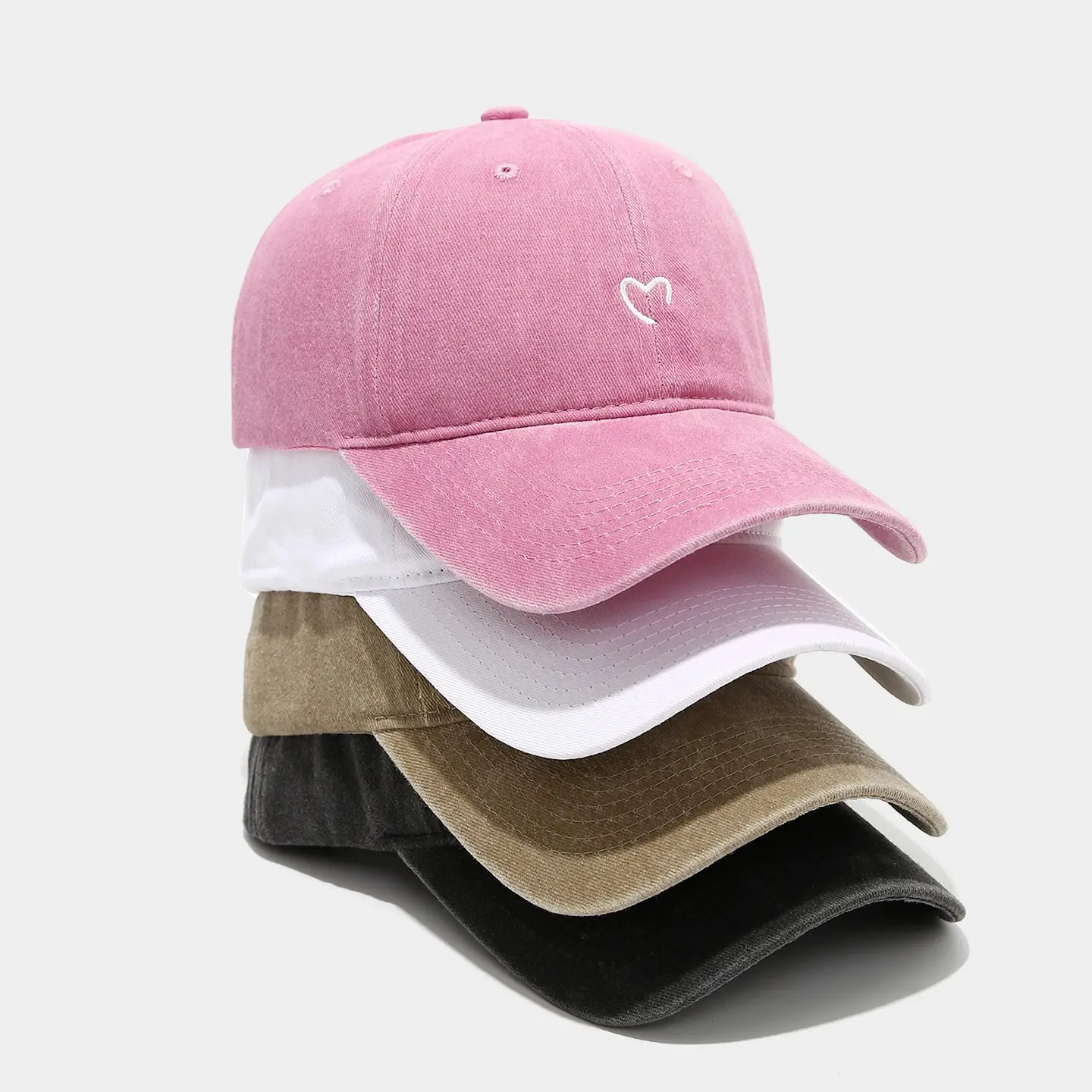 American Retro Distressed Heart Cap Couple 4Pc — feature 2