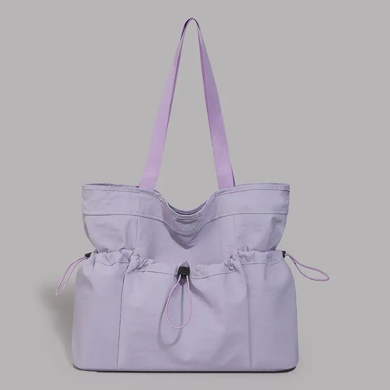 Women's Beige Canvas Shoulder Bag Large Capacity Lightweight - Image 8