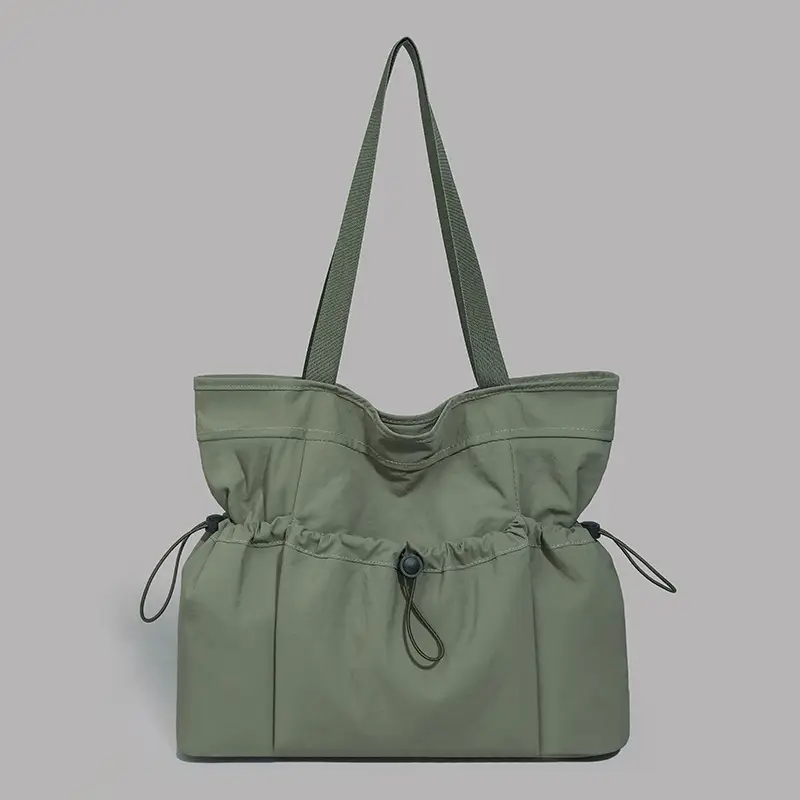 Women's Beige Canvas Shoulder Bag Large Capacity Lightweight - Image 9