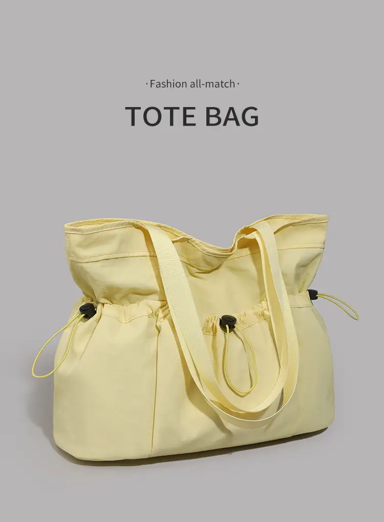 Women's Beige Canvas Shoulder Bag Large Capacity Lightweight — feature 1