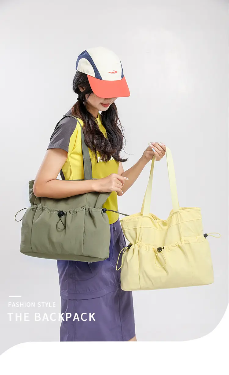 Women's Beige Canvas Shoulder Bag Large Capacity Lightweight — feature 16