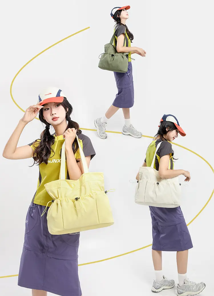 Women's Beige Canvas Shoulder Bag Large Capacity Lightweight — feature 19