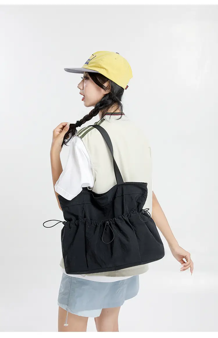 Women's Beige Canvas Shoulder Bag Large Capacity Lightweight — feature 24