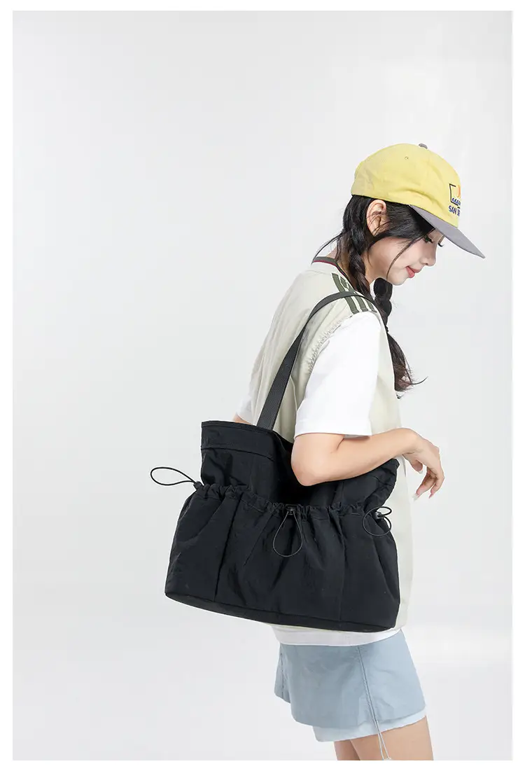 Women's Beige Canvas Shoulder Bag Large Capacity Lightweight — feature 25