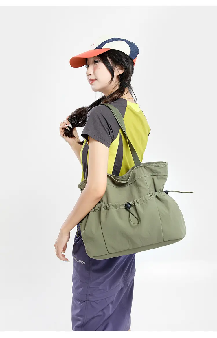 Women's Beige Canvas Shoulder Bag Large Capacity Lightweight — feature 27