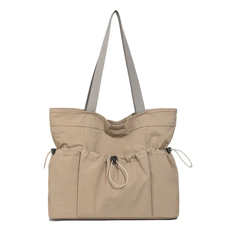 Women's Beige Canvas Shoulder Bag Large Capacity Lightweight — feature 28