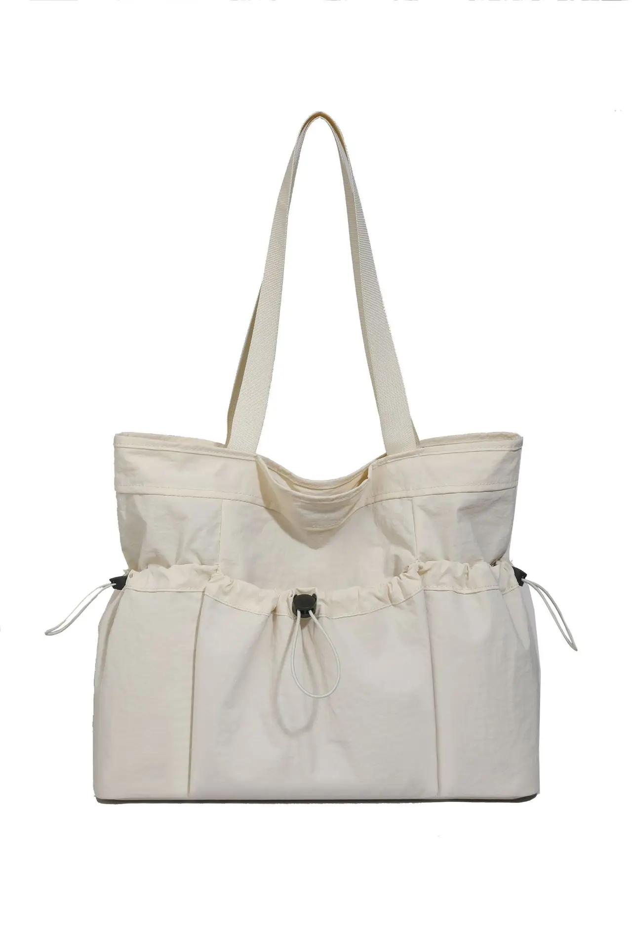 Women's Beige Canvas Shoulder Bag Large Capacity Lightweight - Image 5