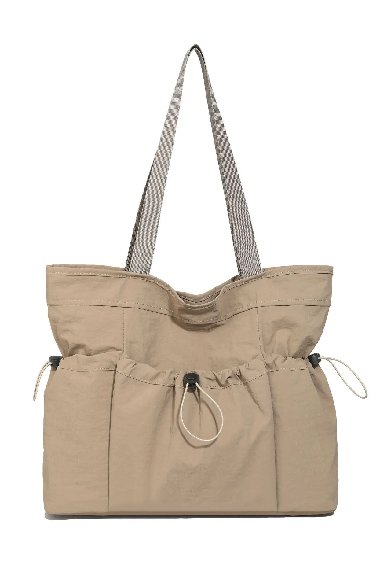 Women's Beige Canvas Shoulder Bag Large Capacity Lightweight - Image 6