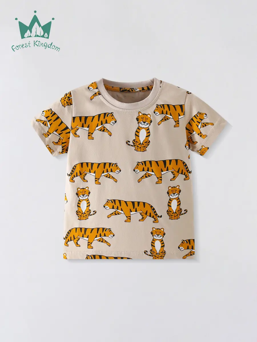 Kids Tiger Print Cotton T-Shirt Summer 2025 - Image 2