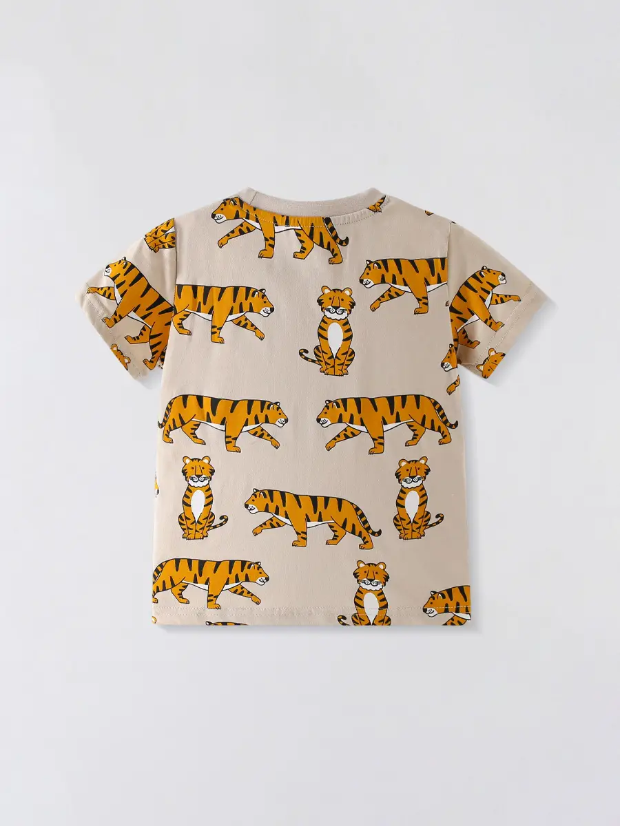 Kids Tiger Print Cotton T-Shirt Summer 2025 - Image 3
