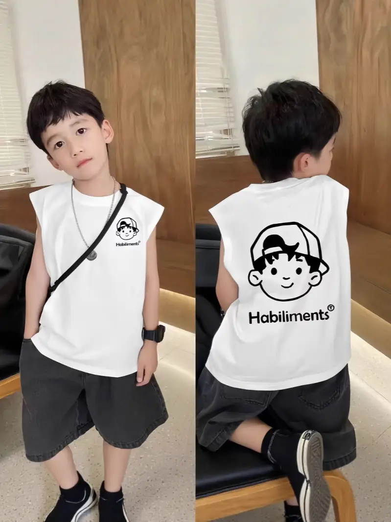 Boys Sleeveless Vest White Cartoon Base Ball - Image 16