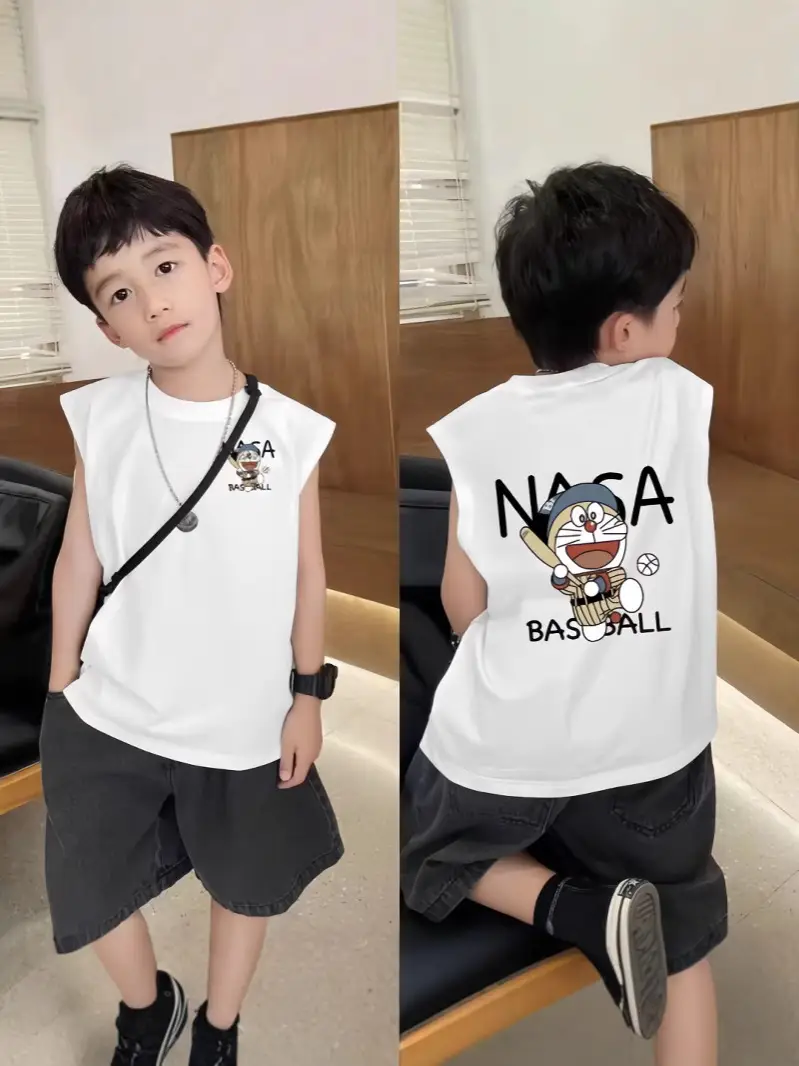Boys Sleeveless Vest White Cartoon Base Ball - Image 17