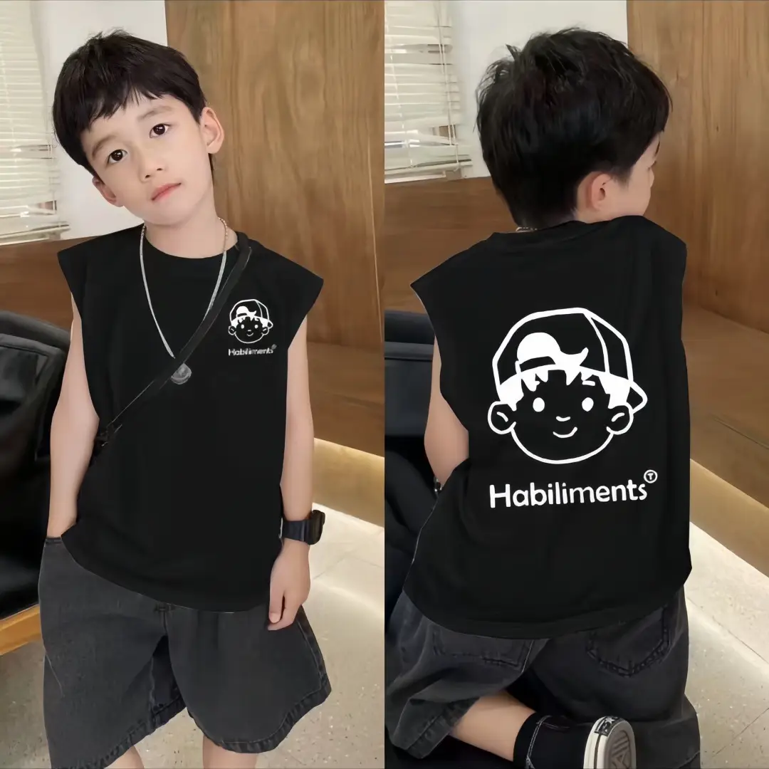 Boys Sleeveless Vest White Cartoon Base Ball - Image 10