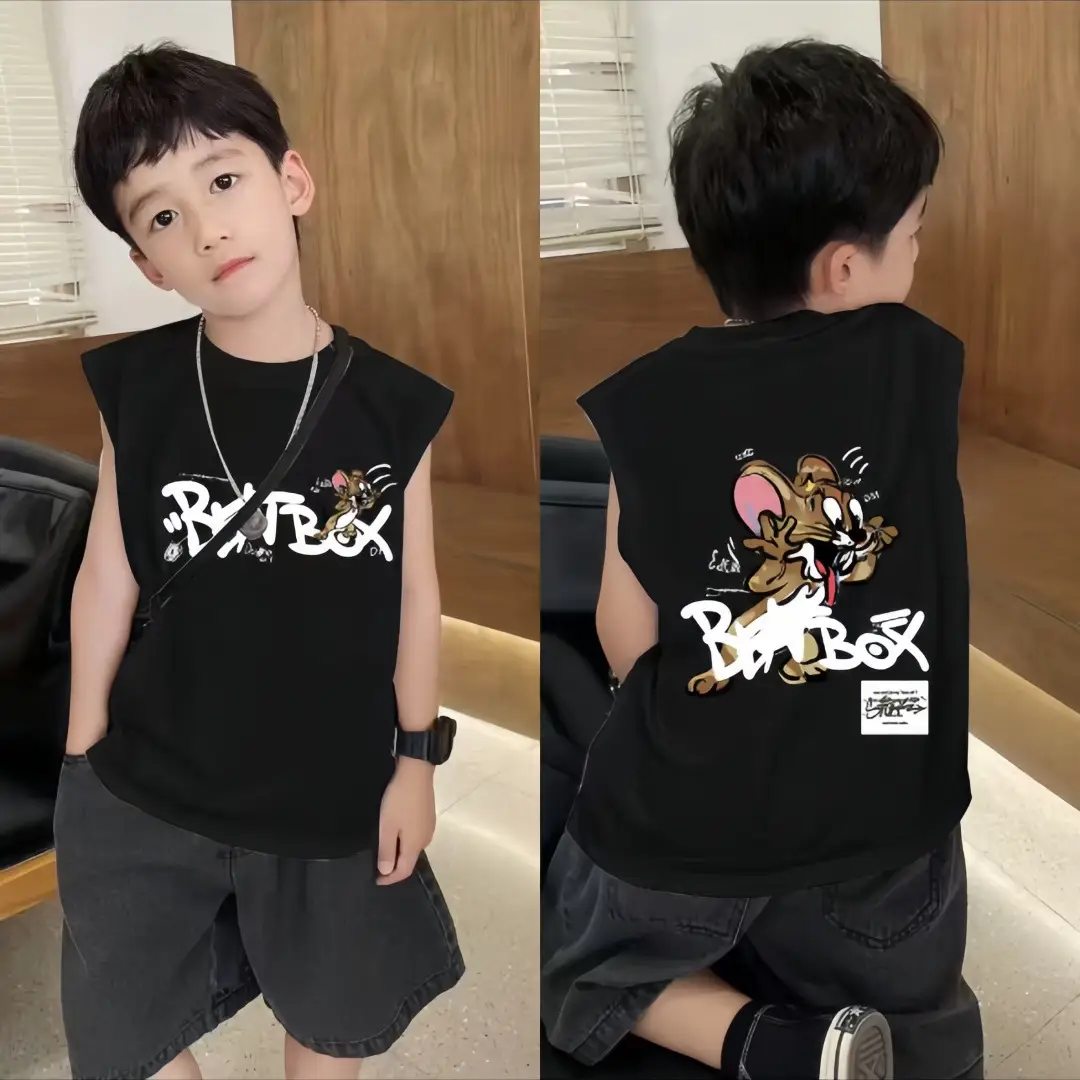 Boys Sleeveless Vest White Cartoon Base Ball - Image 11