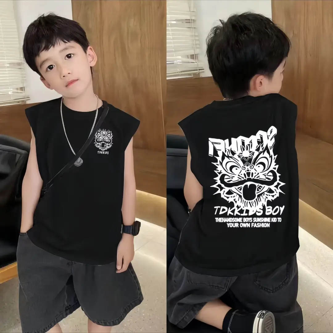 Boys Sleeveless Vest White Cartoon Base Ball - Image 12