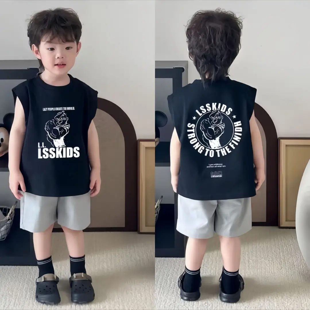 Boys Sleeveless Vest White Cartoon Base Ball - Image 13