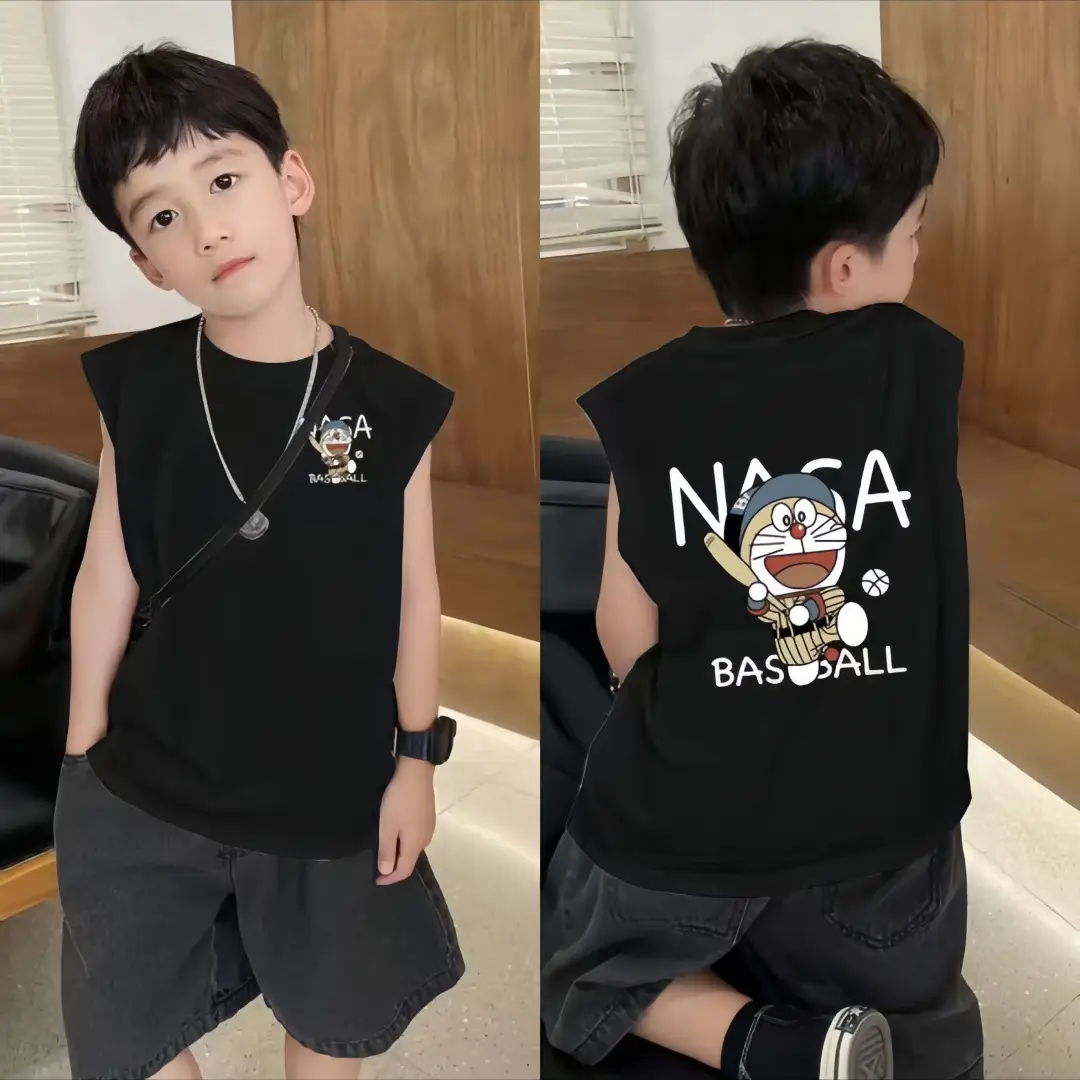 Boys Sleeveless Vest White Cartoon Base Ball - Image 9