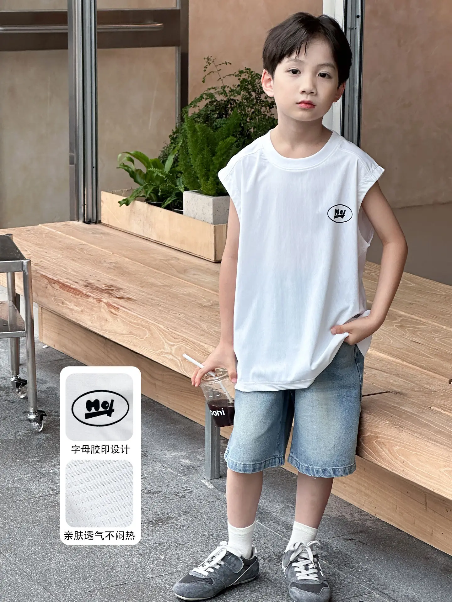 Kids Sleeveless Vests Green Summer Loose Breathable - Image 5