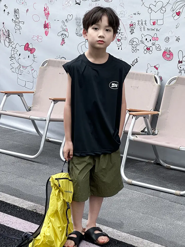 Kids Sleeveless Vests Green Summer Loose Breathable - Image 6
