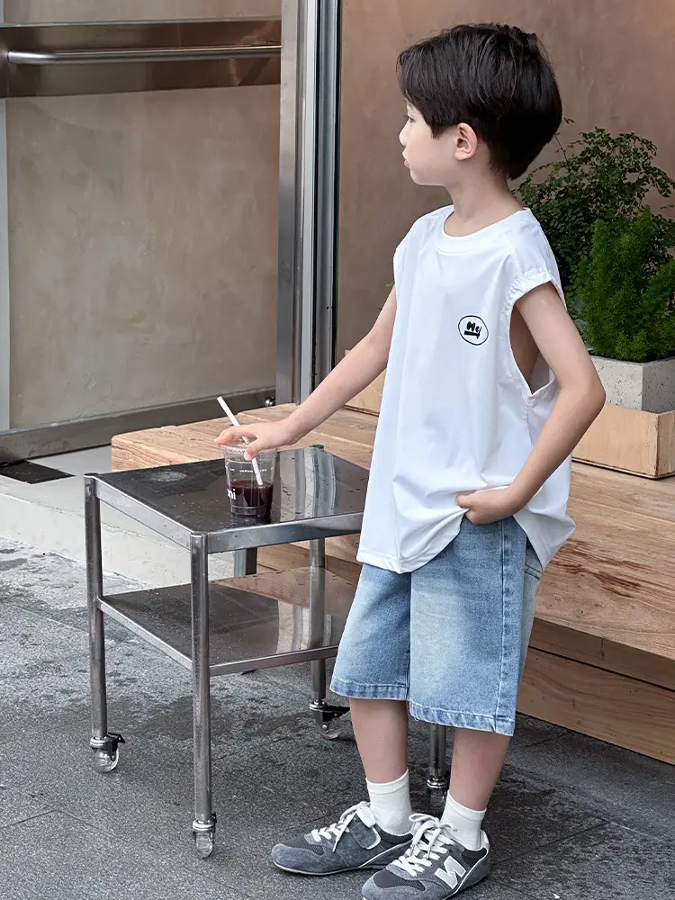 Kids Sleeveless Vests Green Summer Loose Breathable - Image 8