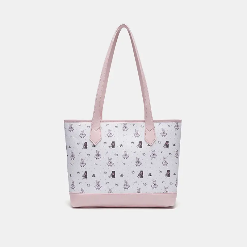 Cute Pink Printed Tote Bag for Girls