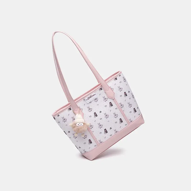 Cute Pink Printed Tote Bag for Girls