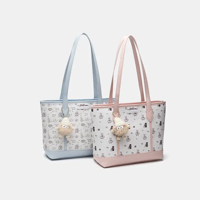 Cute Pink Printed Tote Bag for Girls