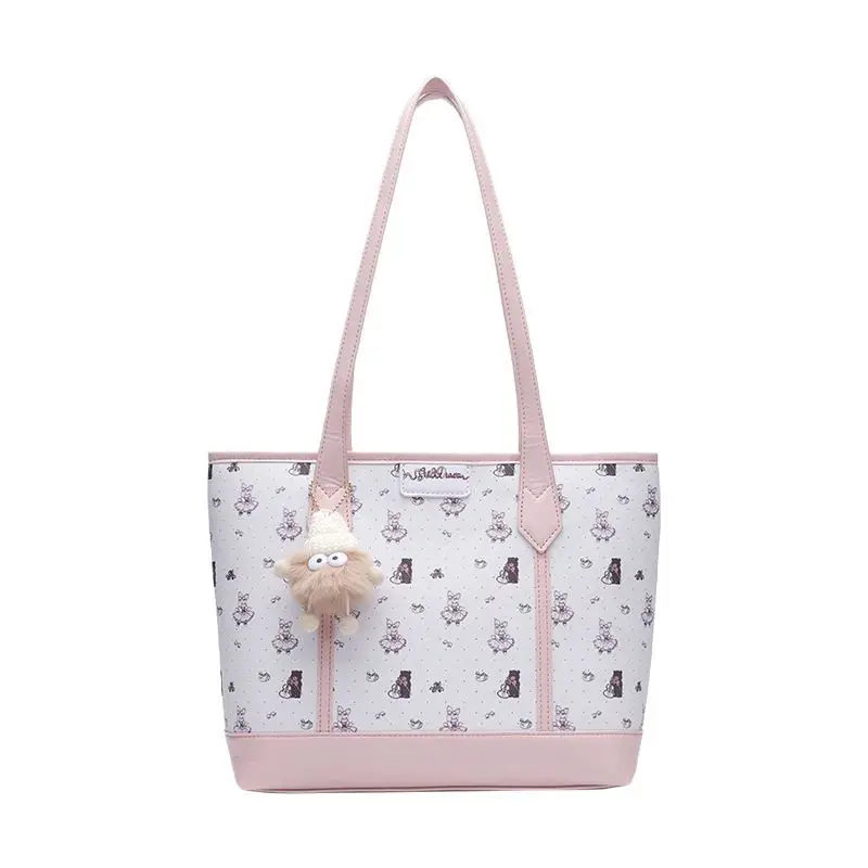 Cute Pink Printed Tote Bag for Girls