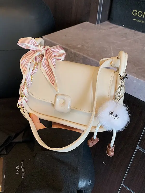 Women's Crossbody Bag with Bow & Pom Pom
