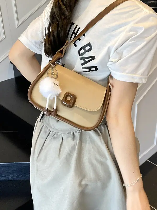 Women's Crossbody Bag with Bow & Pom Pom