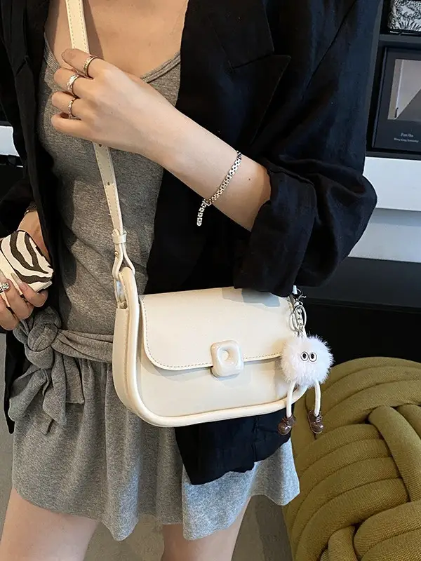Women's Crossbody Bag with Bow & Pom Pom