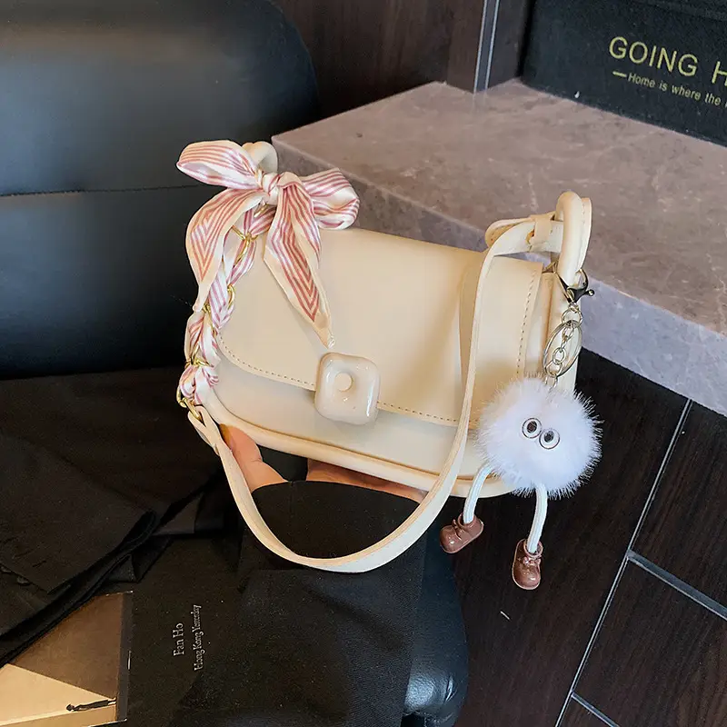 Women's Crossbody Bag with Bow & Pom Pom