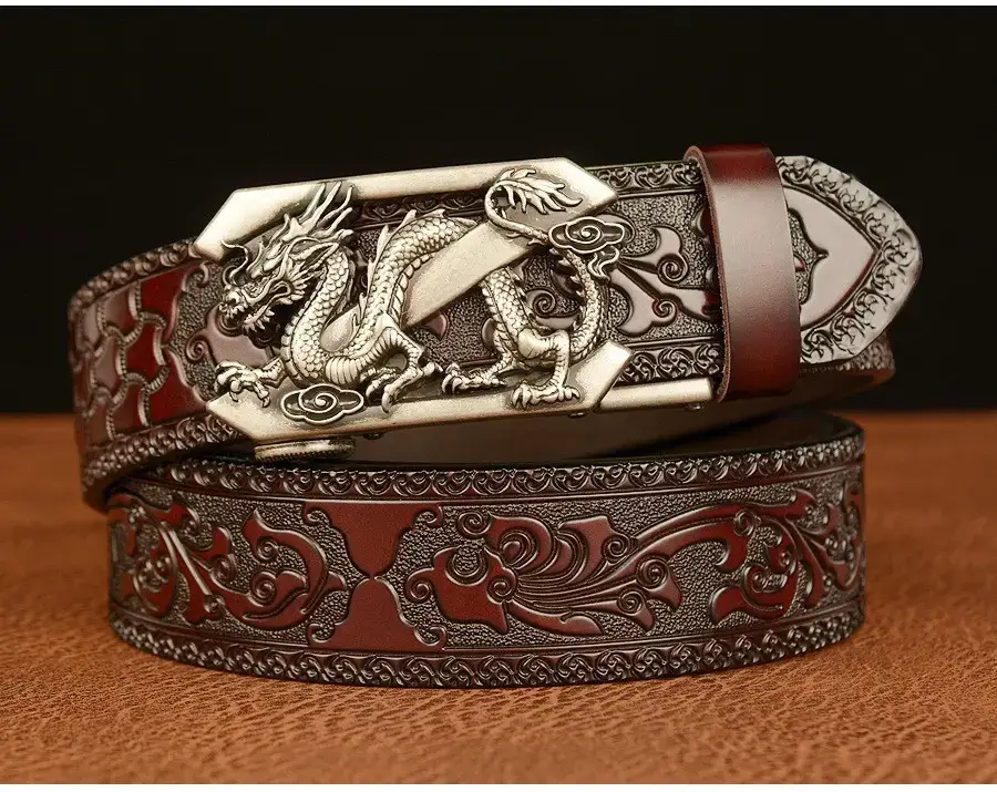 Retro Ethnic Dragon Buckle Belt for Men - Image 4
