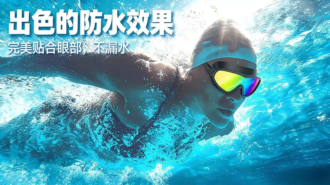 Cross-Border Hot-Selling Large-Frame Swimming Goggles, High-Definition, Waterproof, Anti-Fog, Unisex, Adult Electroplated Swimming Goggles with Integrated Earplugs — feature 5
