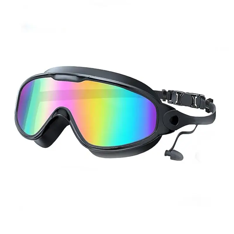 Cross-Border Hot-Selling Large-Frame Swimming Goggles, High-Definition, Waterproof, Anti-Fog, Unisex, Adult Electroplated Swimming Goggles with Integrated Earplugs