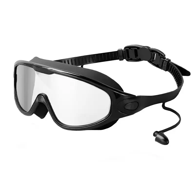 Cross-Border Hot-Selling Large-Frame Swimming Goggles, High-Definition, Waterproof, Anti-Fog, Unisex, Adult Electroplated Swimming Goggles with Integrated Earplugs