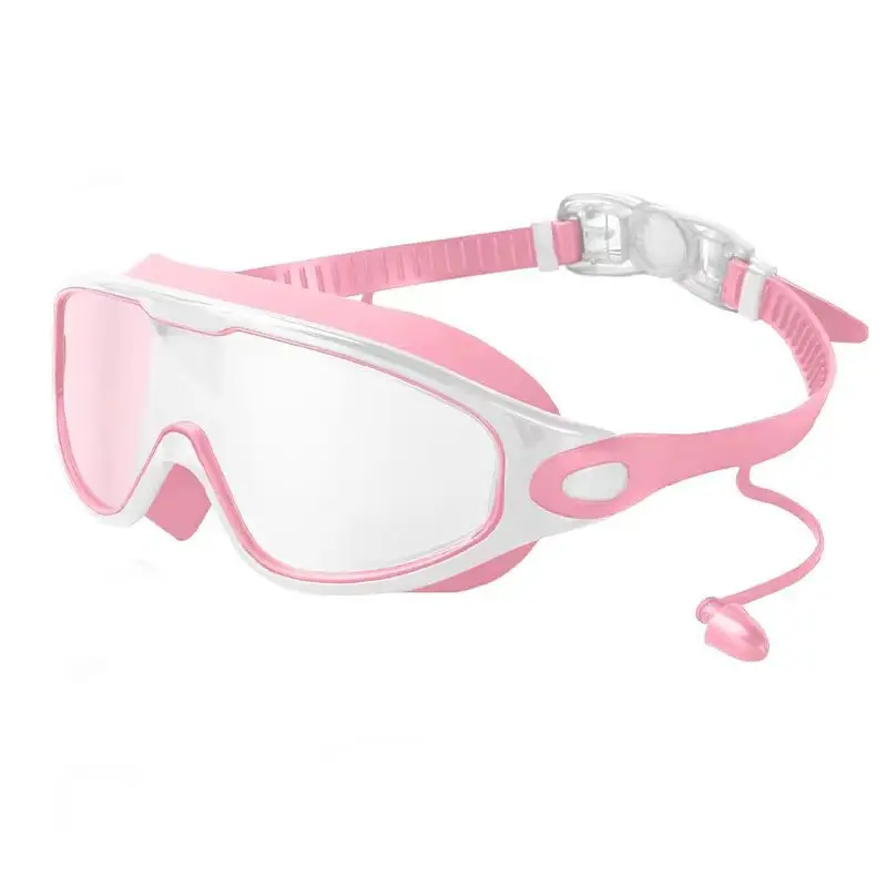 Cross-Border Hot-Selling Large-Frame Swimming Goggles, High-Definition, Waterproof, Anti-Fog, Unisex, Adult Electroplated Swimming Goggles with Integrated Earplugs