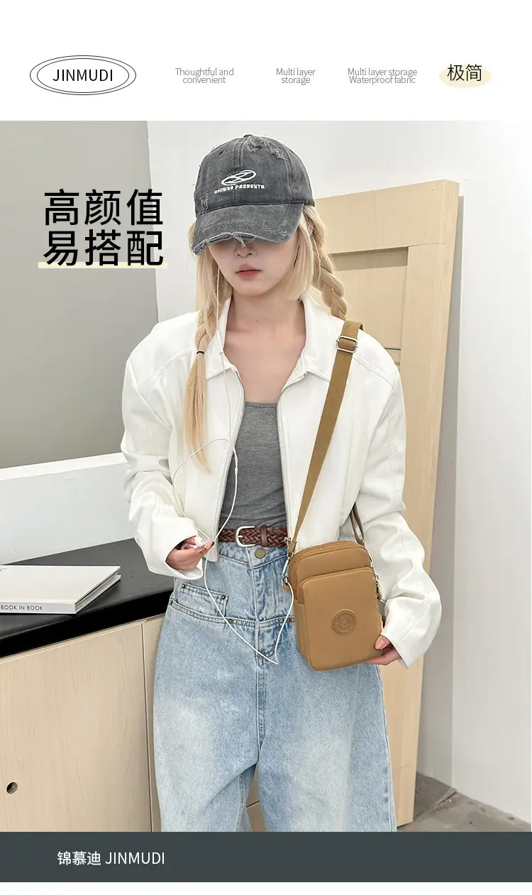 Women Crossbody Mini Canvas Bag Navy Blue — feature 2