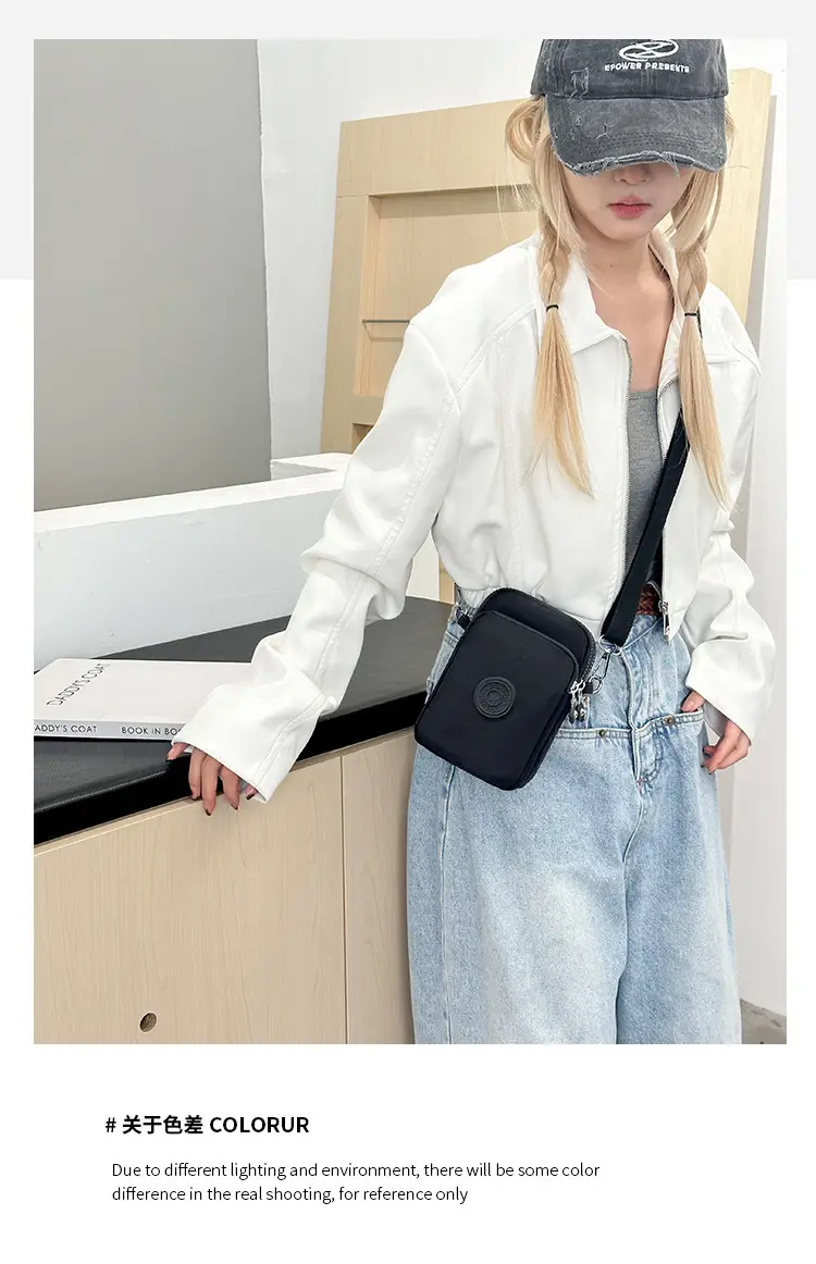 Women Crossbody Mini Canvas Bag Navy Blue — feature 5