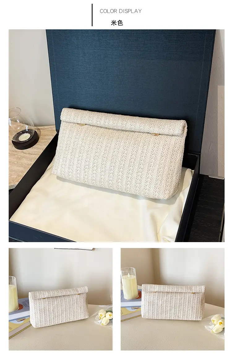 Women Straw Crossbody Bag Small Square Design — feature 13