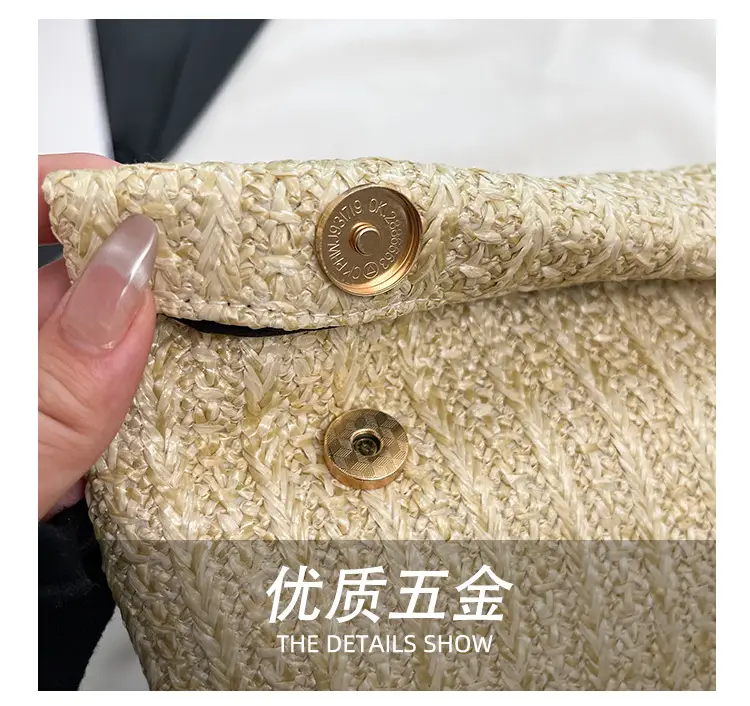 Women Straw Crossbody Bag Small Square Design — feature 7