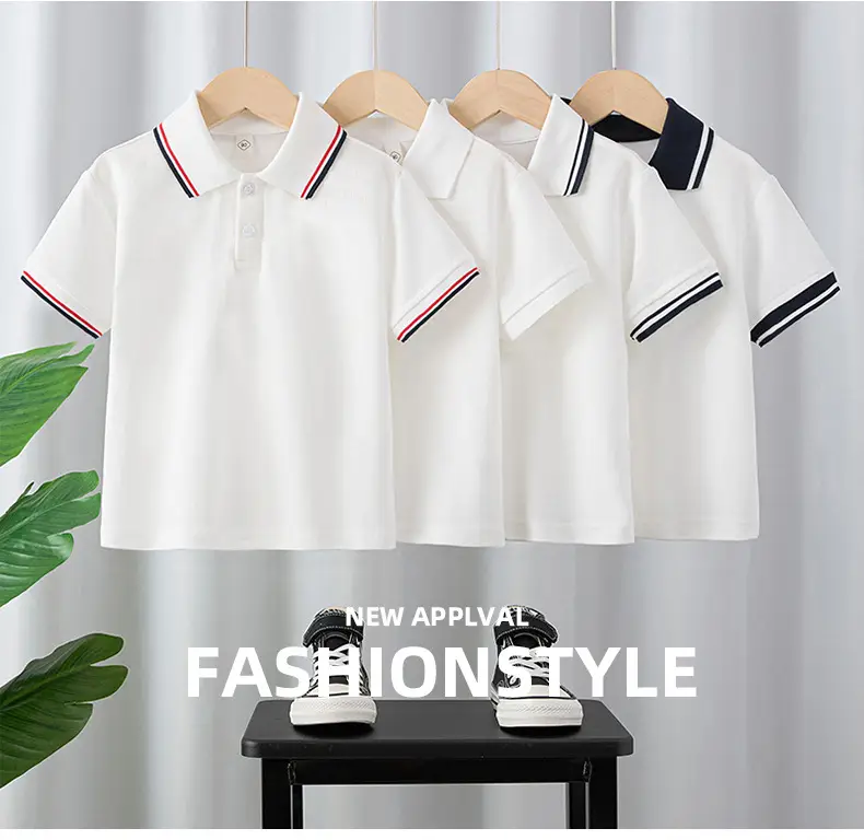 White Polo T-Shirt for Boys Girls School Uniforms — feature 1