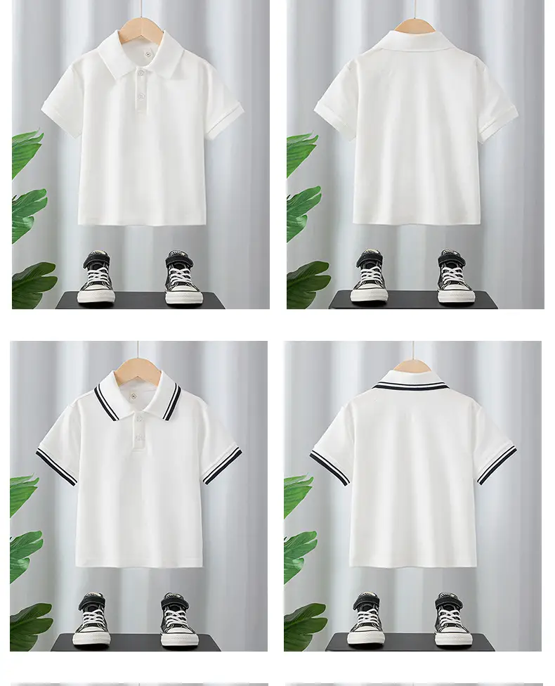 White Polo T-Shirt for Boys Girls School Uniforms — feature 3