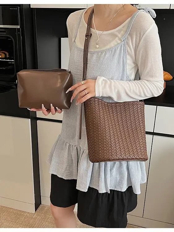 White Woven Crossbody Bag for Women Summer Commute