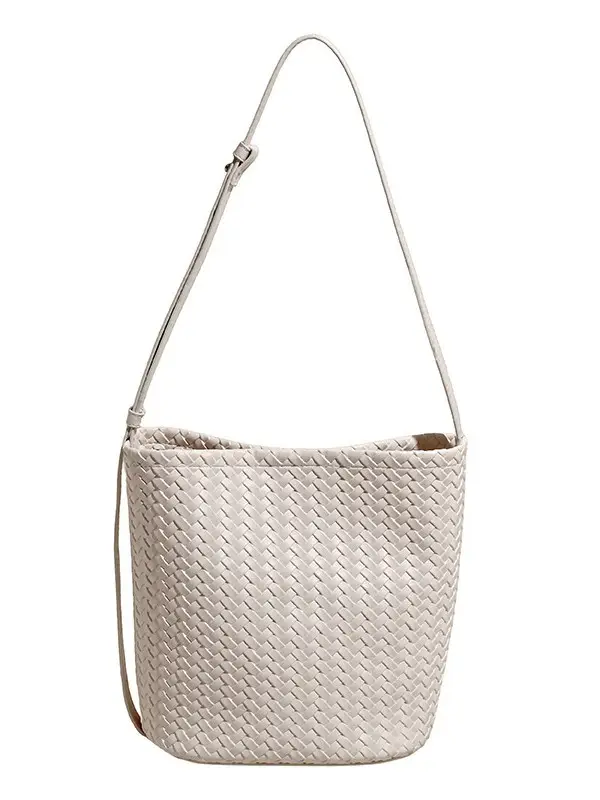 White Woven Crossbody Bag for Women Summer Commute
