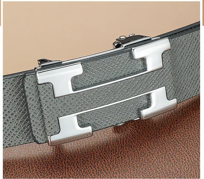 Men's Black Leather Belt with Gold Toothless Buckle — feature 17