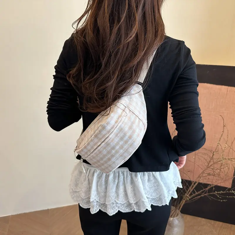 2025 Plaid Shoulder Bag Korean Style Casual Sports Crossbody - Image 3