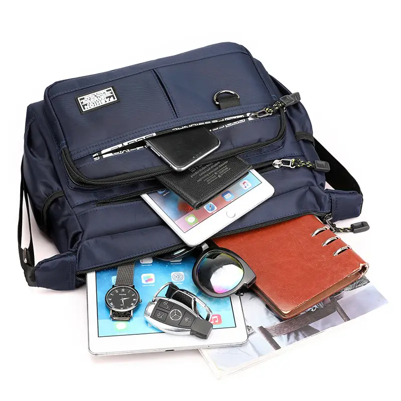 Men's Green Oxford Crossbody Bag Large Multi-Compartment Waterproof - Image 6
